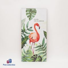 Fa dekorációs tábla, levelek és flamingó